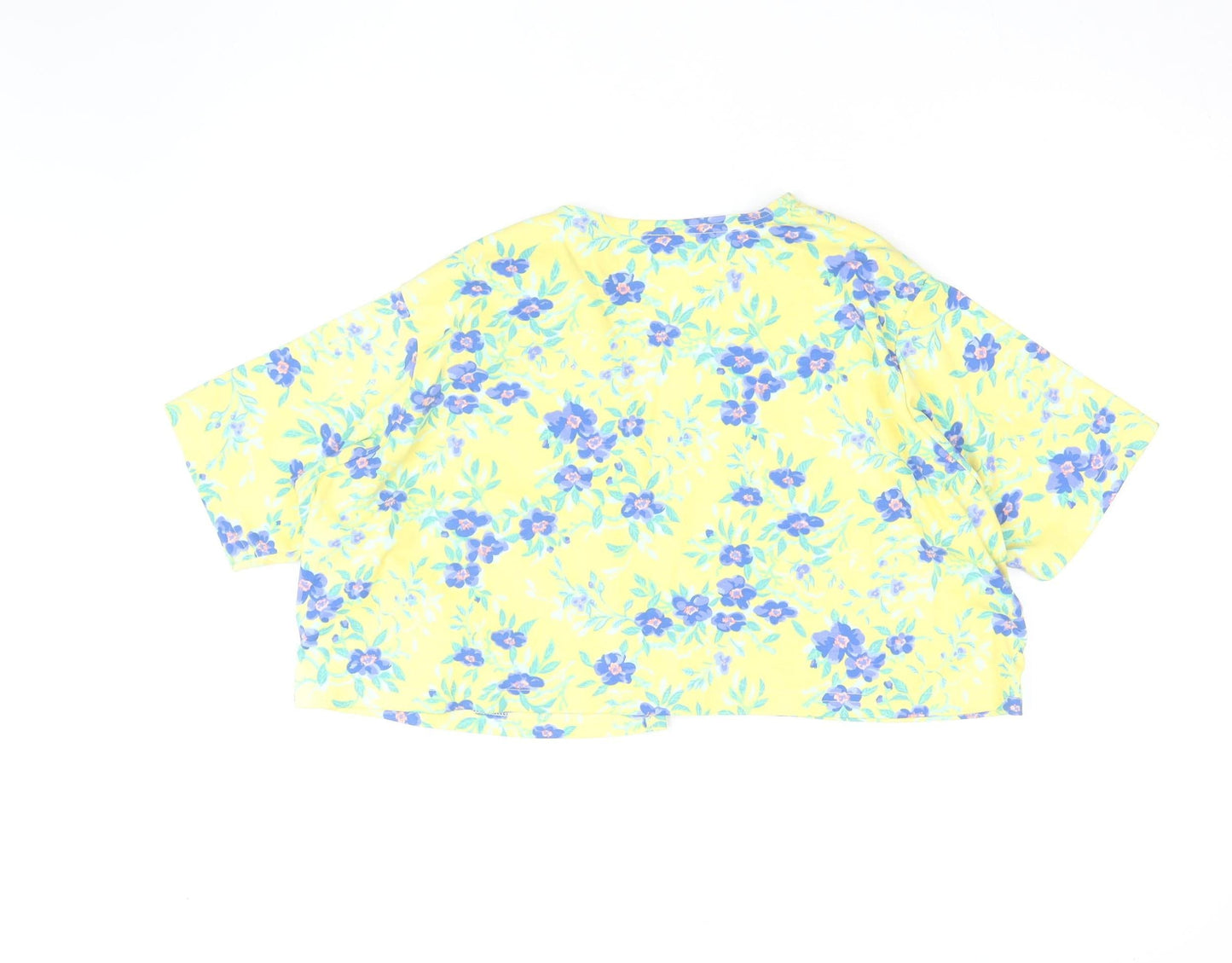 Tikal Trading Company Women’s Yellow Floral Cropped Kimono Blouse M