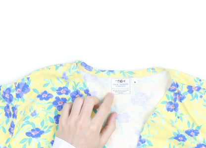 Tikal Trading Company Women’s Yellow Floral Cropped Kimono Blouse M
