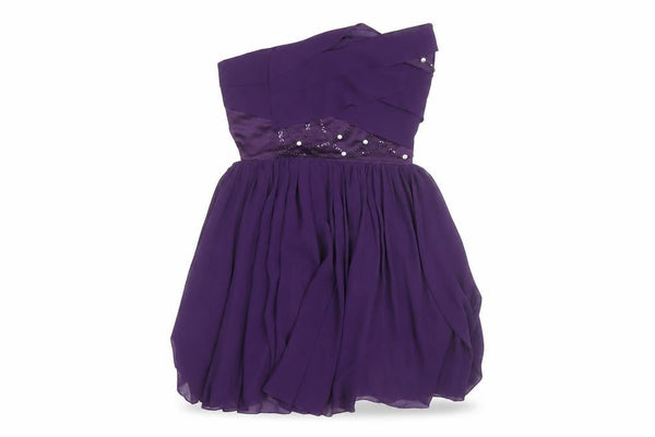 Lipsy Women’s Purple Strapless Beaded Short Party Dress Size 8