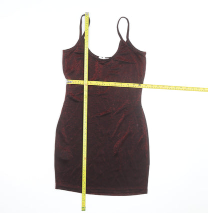 Mistress Rocks Women’s Red Glitter Slip Mini Dress Size S Partywear