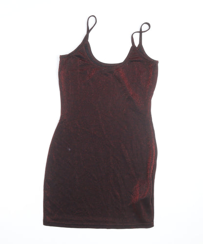Mistress Rocks Women’s Red Glitter Slip Mini Dress Size S Partywear