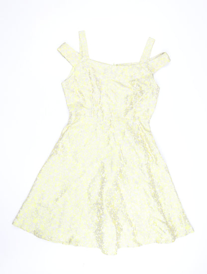Collection London Women’s Yellow Floral Fit & Flare Dress Size 12