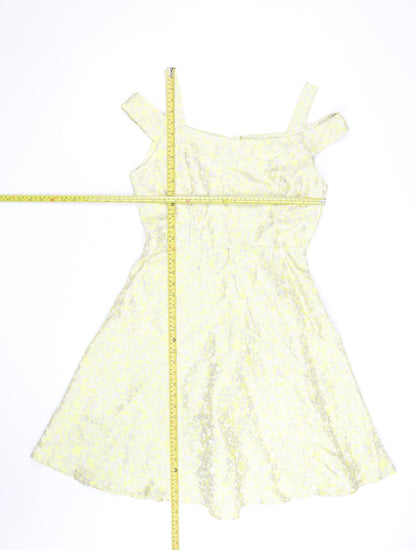 Collection London Women’s Yellow Floral Fit & Flare Dress Size 12