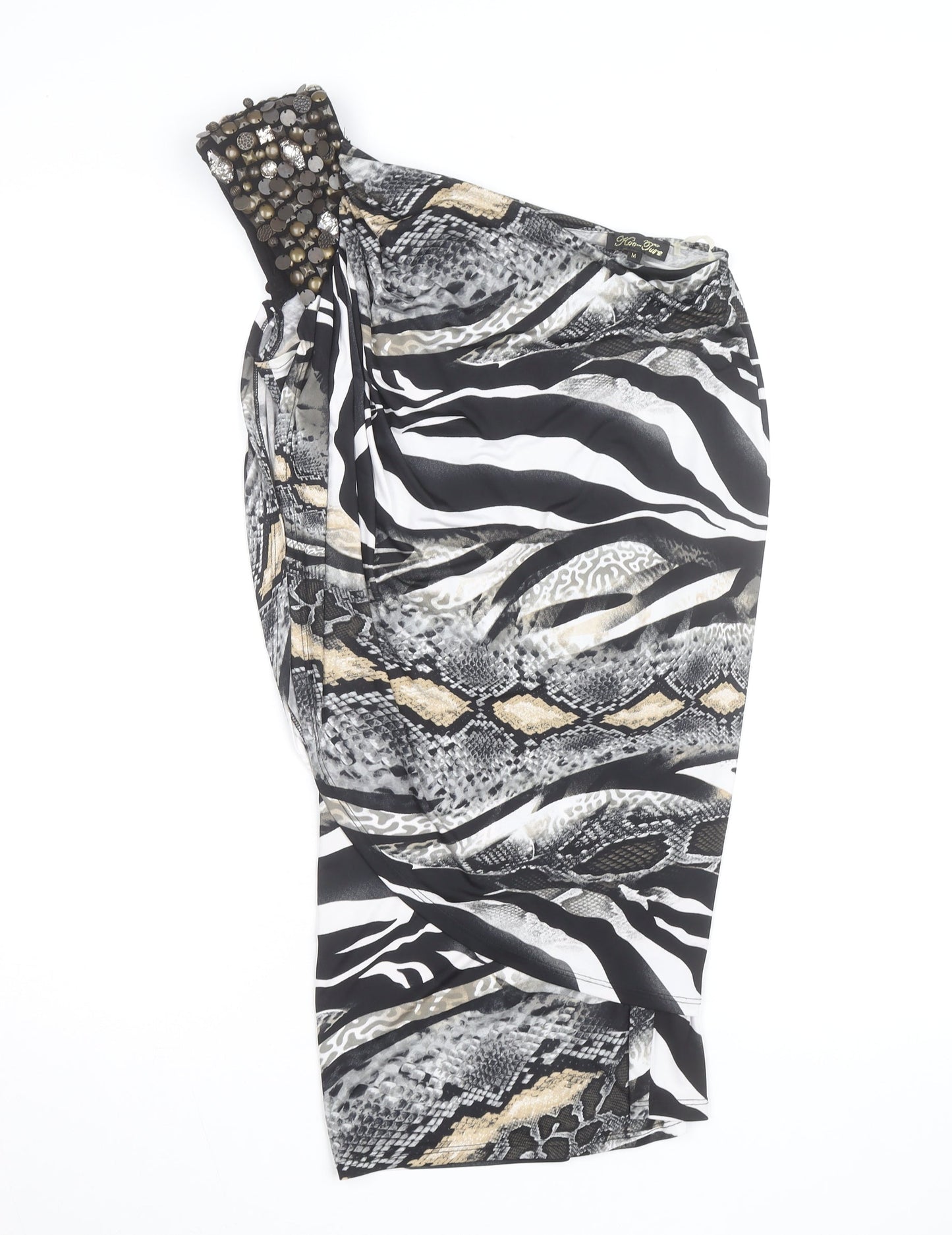 Ko-Tee Women’s Multicoloured Animal Print One Shoulder Bodycon Dress Size M