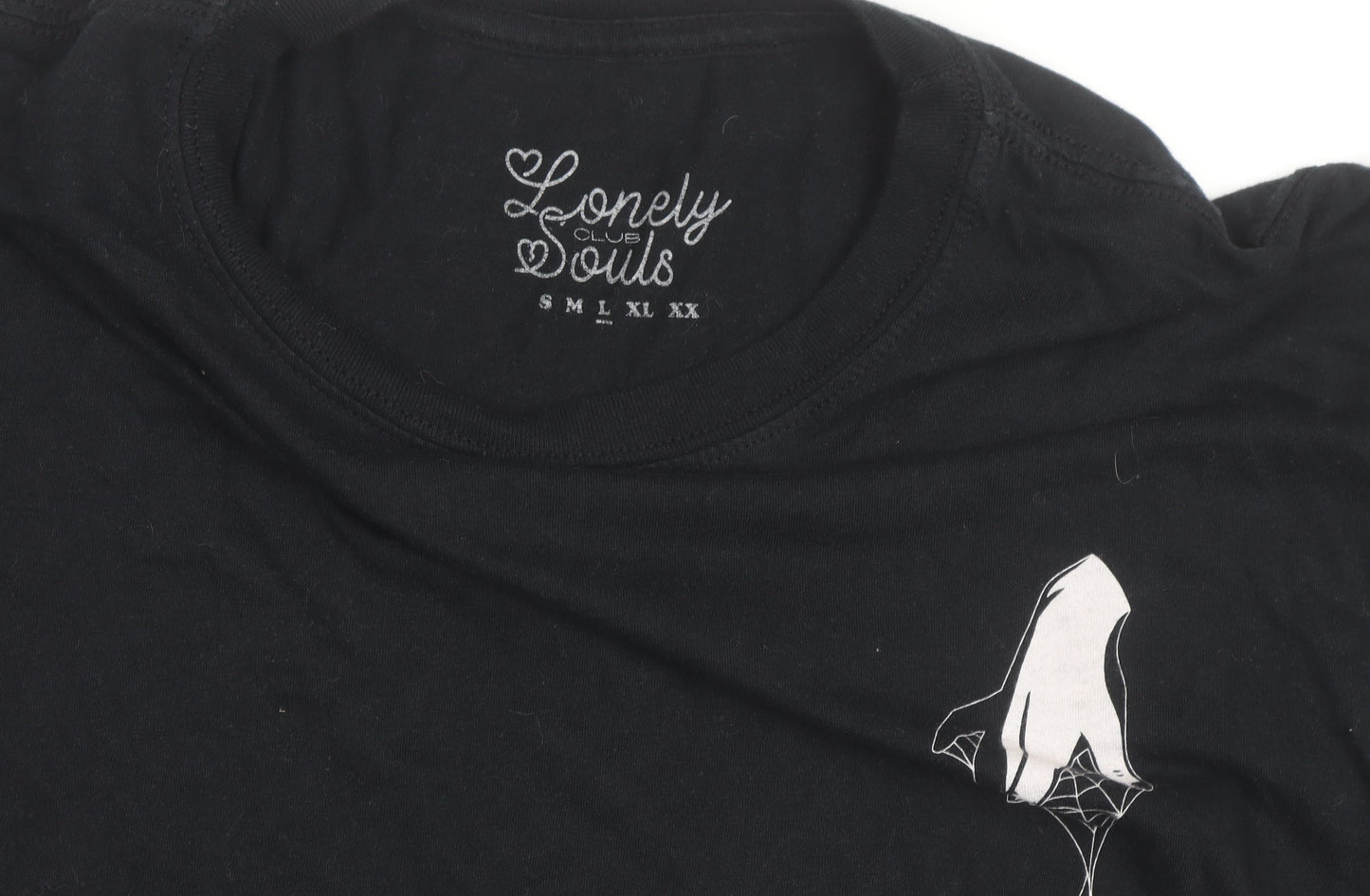 Lonely Souls Club Men's Black Graphic Gothic Cotton L T-Shirt