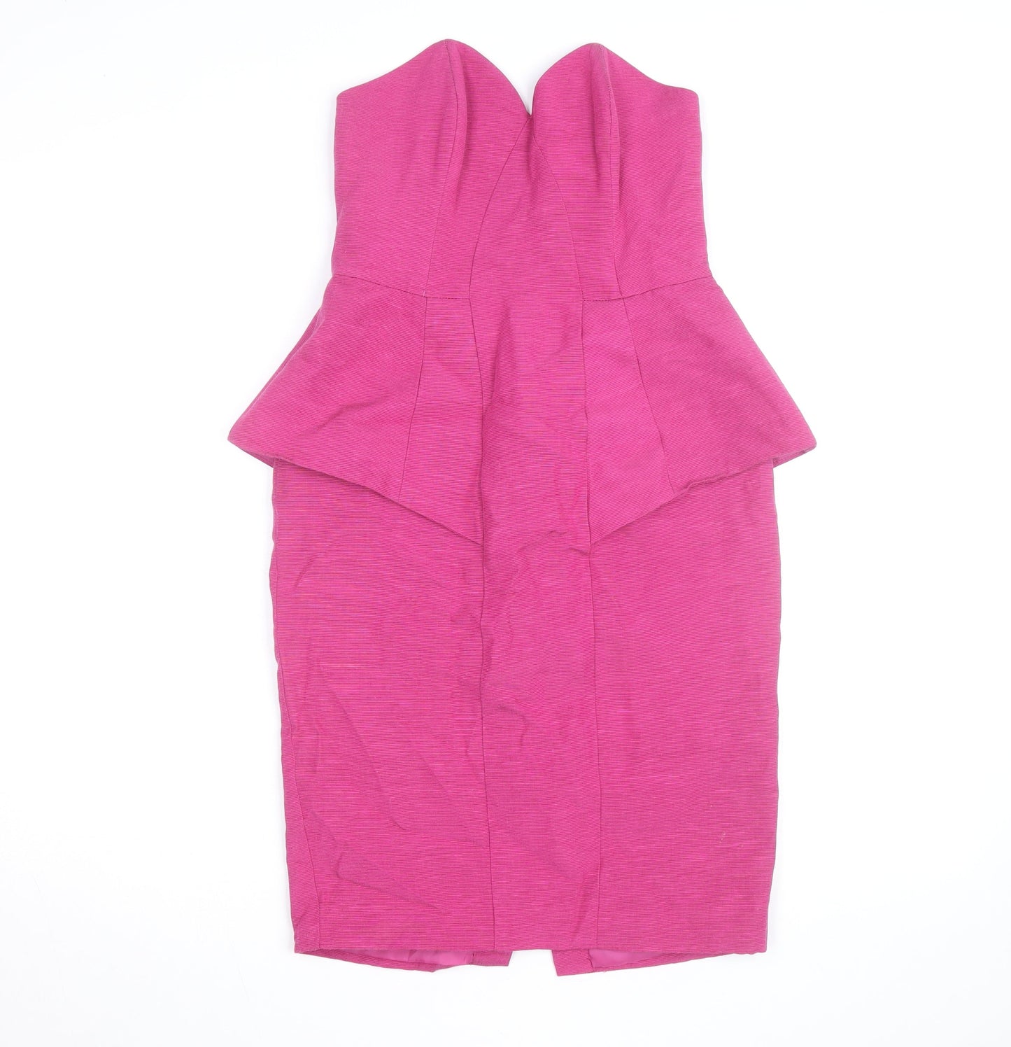 Oasis Women Pink Strapless Peplum Knee Length Party Dress Size 14