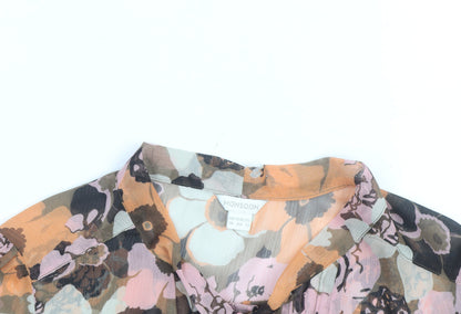 Monsoon Women’s Multicoloured Floral Chiffon Tie Neck Blouse Size 16
