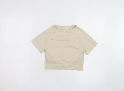 Kappa Women Beige XS Cropped Activewear Top Short Sleeve