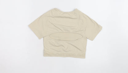 Kappa Women Beige XS Cropped Activewear Top Short Sleeve