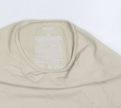 Kappa Women Beige XS Cropped Activewear Top Short Sleeve