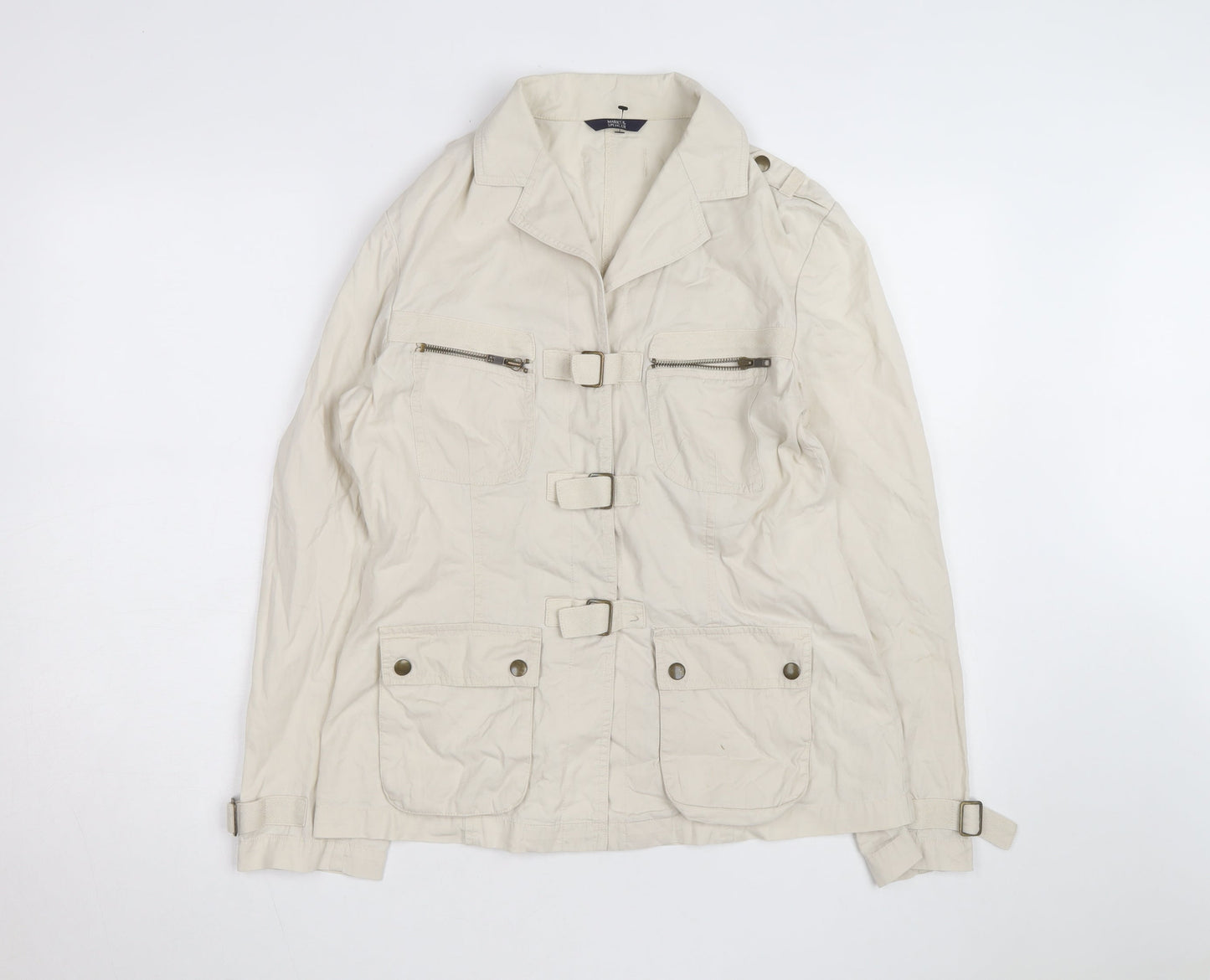Marks and Spencer Women's Beige Military Style Jacket Size 12