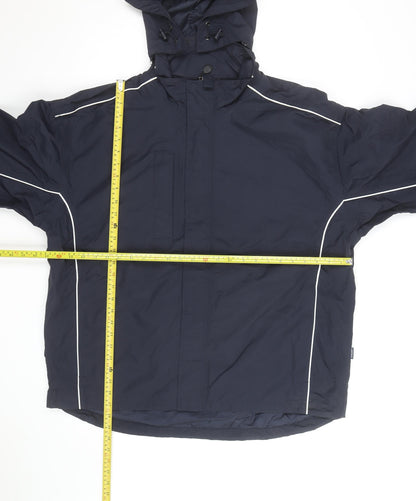 Landmark Men's Blue Hooded Parka Jacket Size L Water Resistant