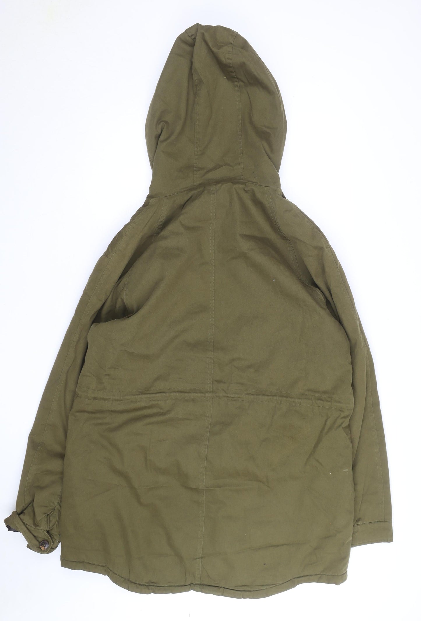 These Glory Days Men's Green Hooded Parka Jacket M Cotton Lined