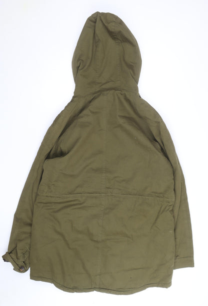 These Glory Days Men's Green Hooded Parka Jacket M Cotton Lined