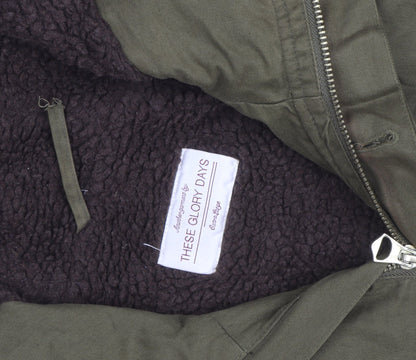 These Glory Days Men's Green Hooded Parka Jacket M Cotton Lined