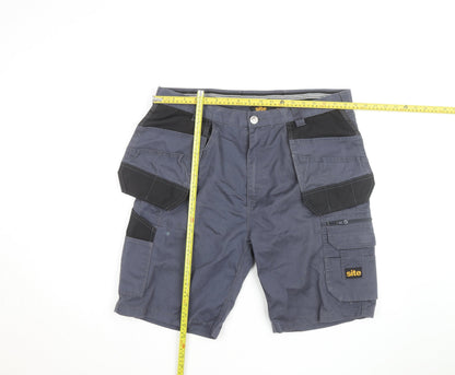 Site Men's Grey Cargo Work Shorts Size L W36 Regular Fit