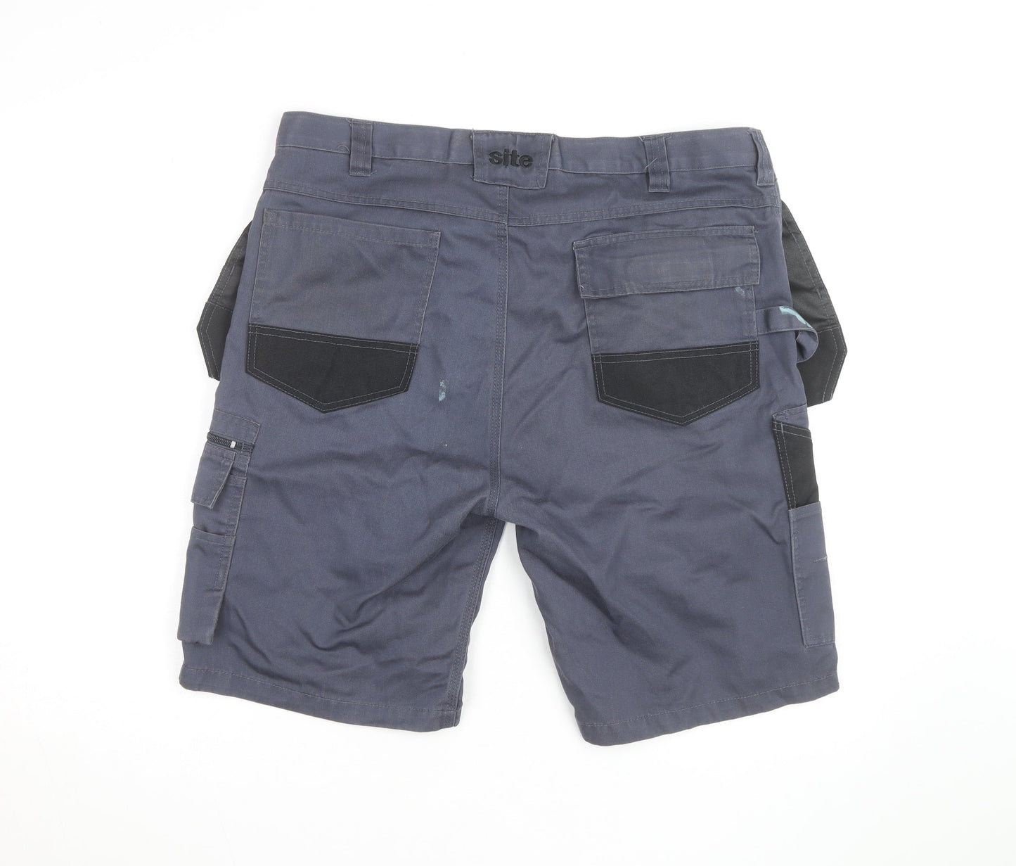 Site Men's Grey Cargo Work Shorts Size L W36 Regular Fit