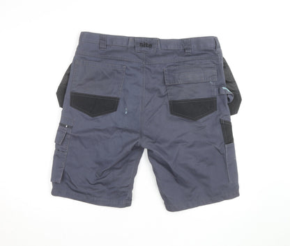Site Men's Grey Cargo Work Shorts Size L W36 Regular Fit