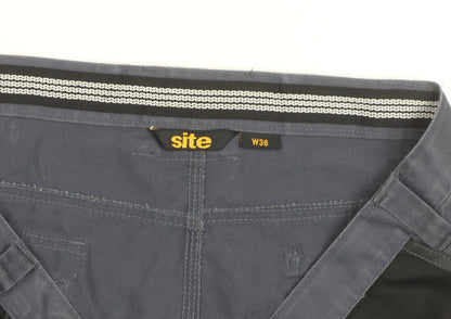 Site Men's Grey Cargo Work Shorts Size L W36 Regular Fit