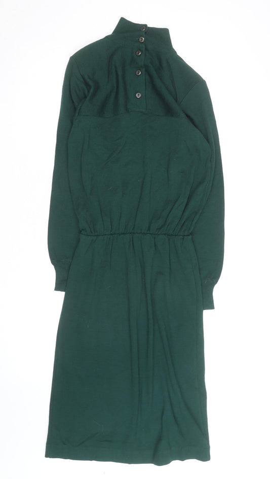 Louisville Women Petite Green Knit High Neck Long Sleeve Fit & Flare Dress Size 6