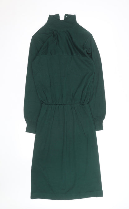 Louisville Women Petite Green Knit High Neck Long Sleeve Fit & Flare Dress Size 6