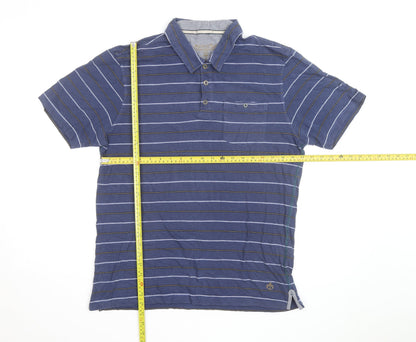 Nautica Men's Blue Striped Cotton Short Sleeve Polo Shirt Size M