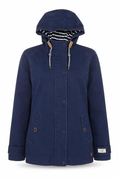 Joules Women's Blue Waterproof Hooded Rain Coat Jacket Size 10