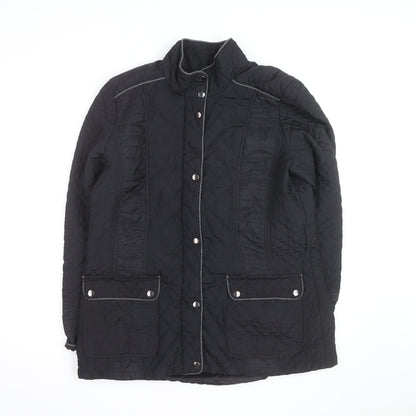 Wallis Womens Black Quilted Mid-Length Jacket Size 16