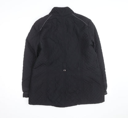 Wallis Womens Black Quilted Mid-Length Jacket Size 16