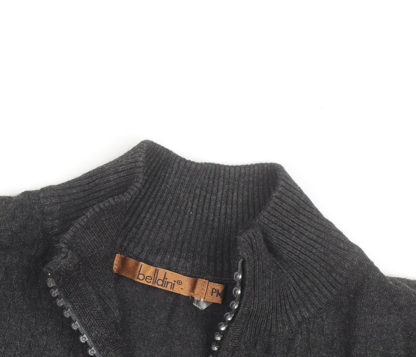 Belldini Women's Black Full Zip Mock Neck Knit Jumper M