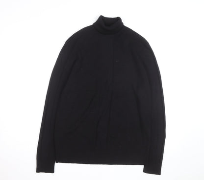 Gene Meyer Men's Black Wool Roll Neck Jumper Size L