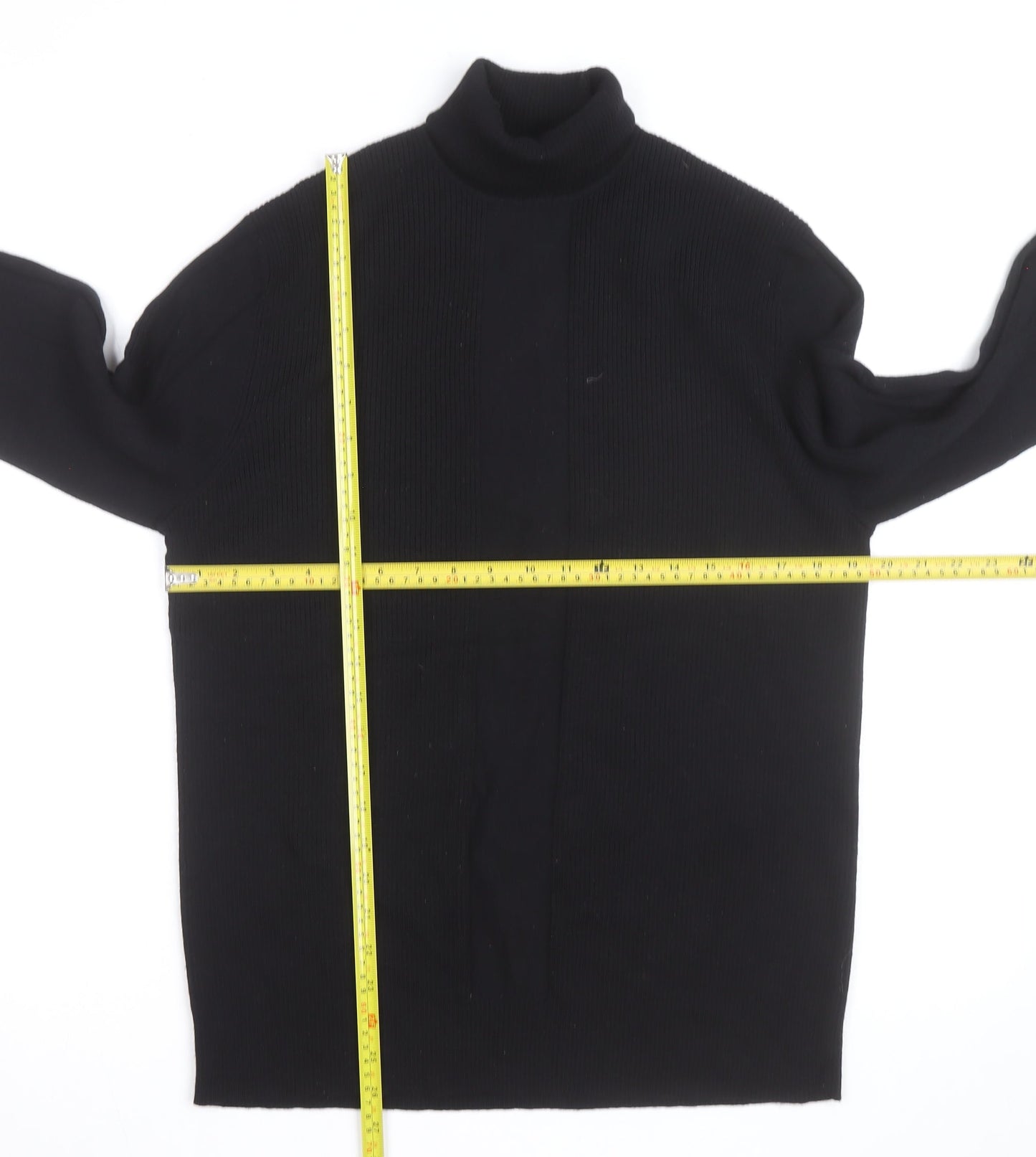 Gene Meyer Men's Black Wool Roll Neck Jumper Size L