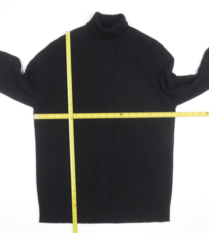 Gene Meyer Men's Black Wool Roll Neck Jumper Size L