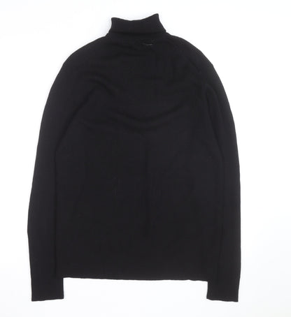 Gene Meyer Men's Black Wool Roll Neck Jumper Size L