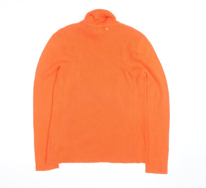 Ralph Lauren Men's Orange Cotton Roll Neck Jumper Size M