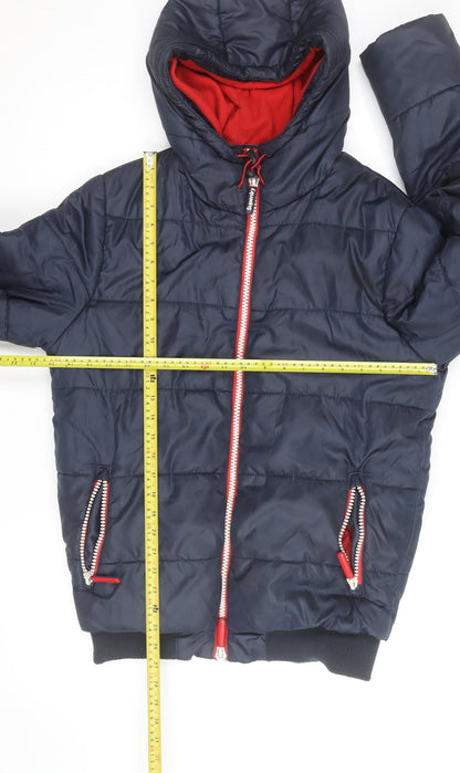 Superdry Men's Blue Hooded Puffer Jacket Size M Winter Casual