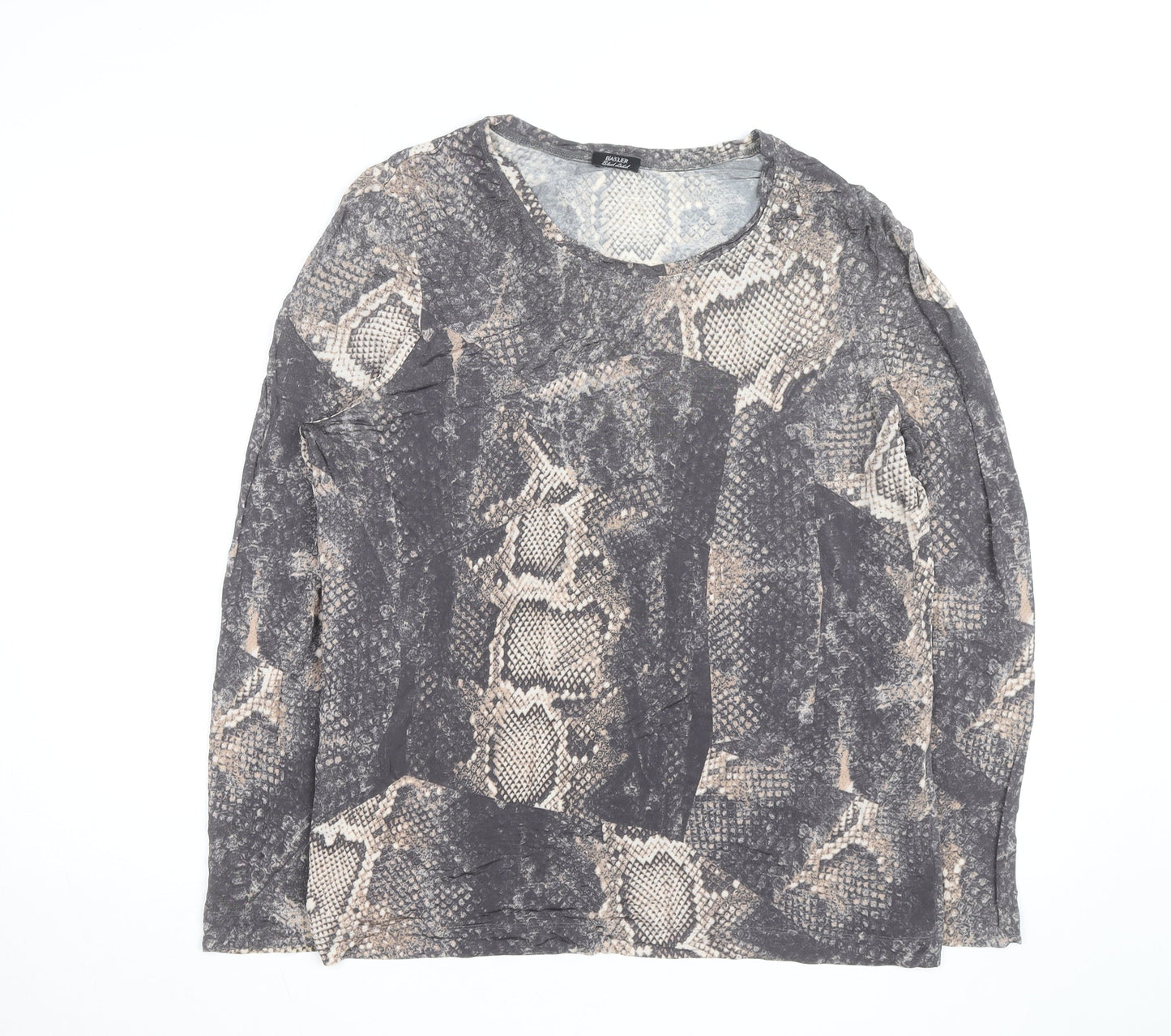 Basler Women’s Grey Snake Print Long Sleeve Jersey Top Size 12