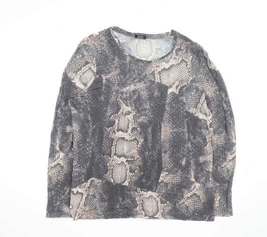 Basler Women’s Grey Snake Print Long Sleeve Jersey Top Size 12