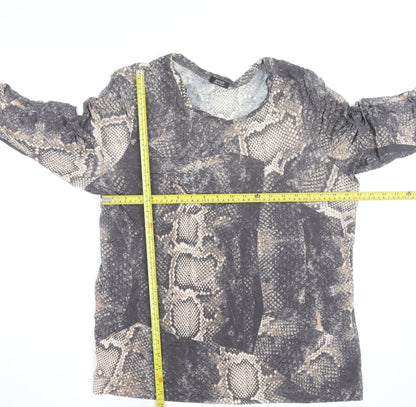 Basler Women’s Grey Snake Print Long Sleeve Jersey Top Size 12