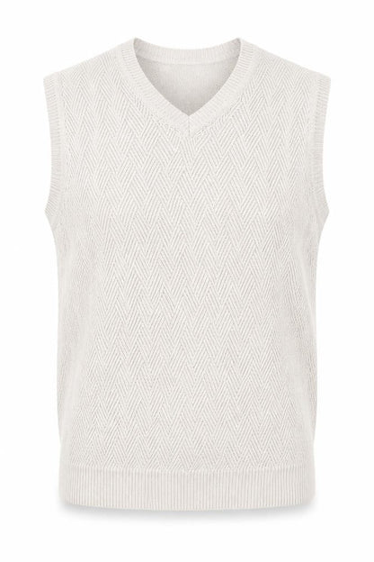 St. John’s Bay Men Beige Knit Cotton V-Neck Sleeveless Vest L