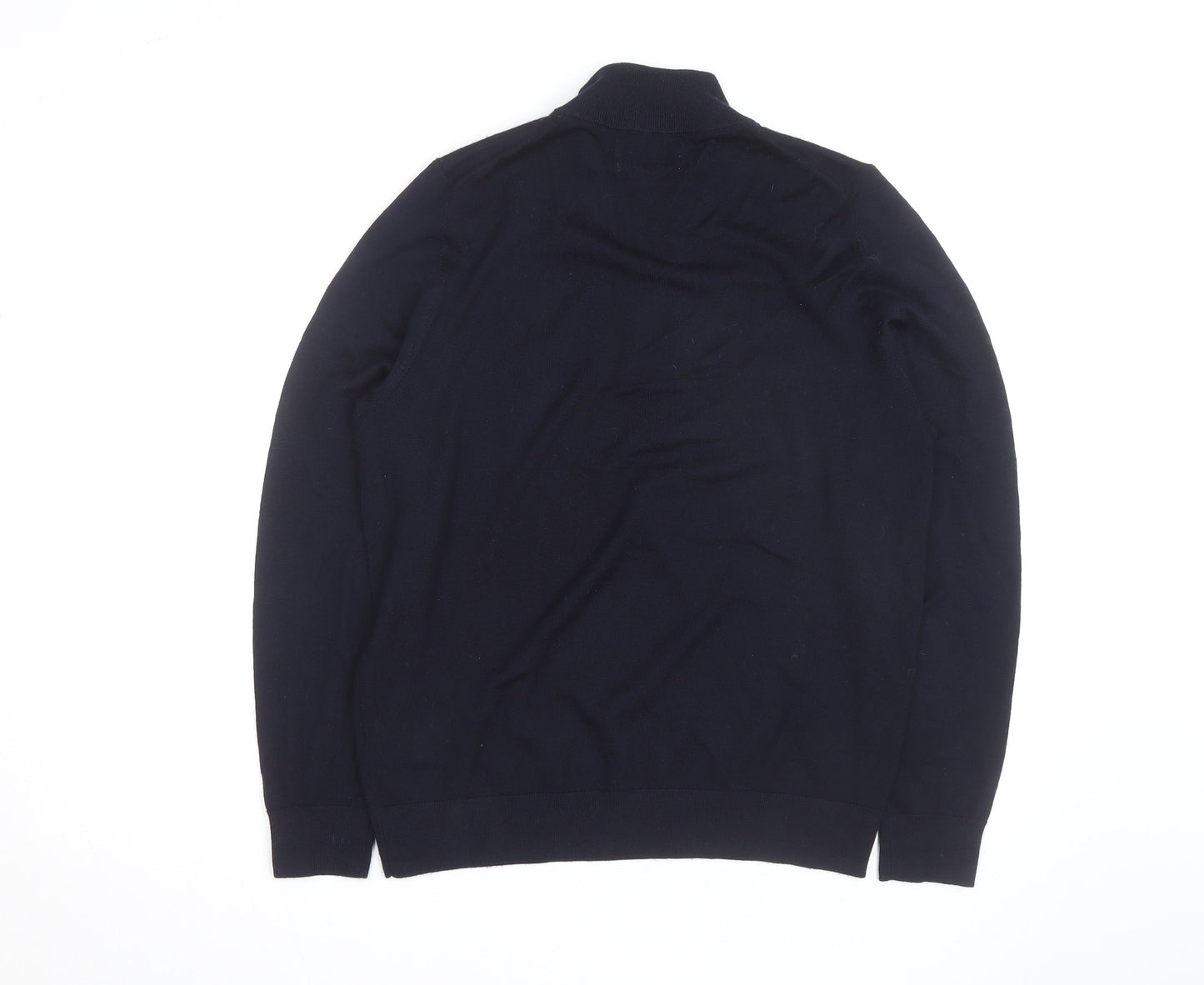 Marks and Spencer Autograph Mens Blue Merino Wool Half Zip Jumper M