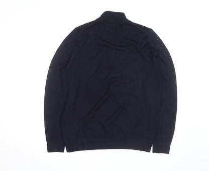 Marks and Spencer Autograph Mens Blue Merino Wool Half Zip Jumper M