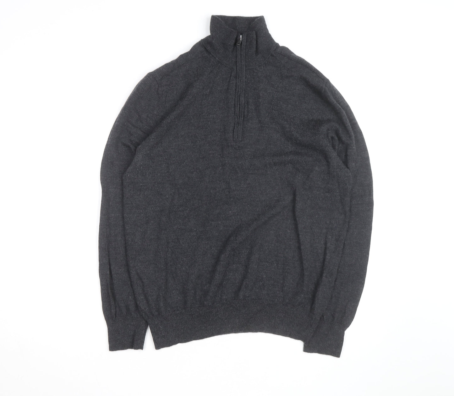 Gap Men's Grey Extra Fine Merino Wool Half Zip Jumper XL