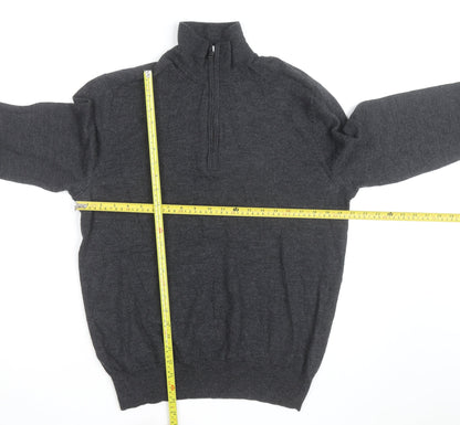 Gap Men's Grey Extra Fine Merino Wool Half Zip Jumper XL