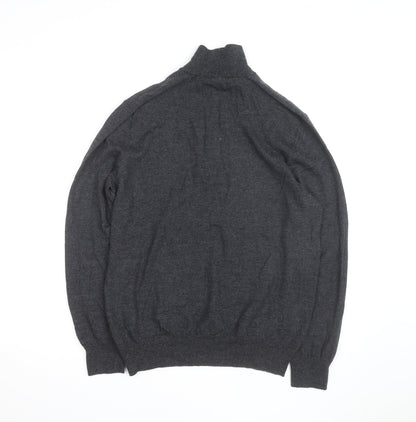 Gap Men's Grey Extra Fine Merino Wool Half Zip Jumper XL