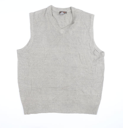 Dockers Men Grey XL V-Neck Sleeveless Knit Jumper Vest