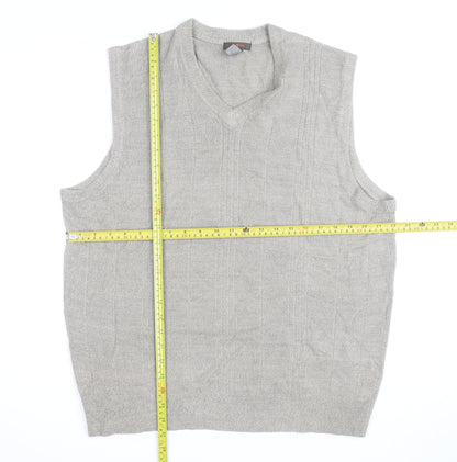 Dockers Men Grey XL V-Neck Sleeveless Knit Jumper Vest