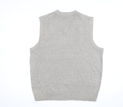 Dockers Men Grey XL V-Neck Sleeveless Knit Jumper Vest