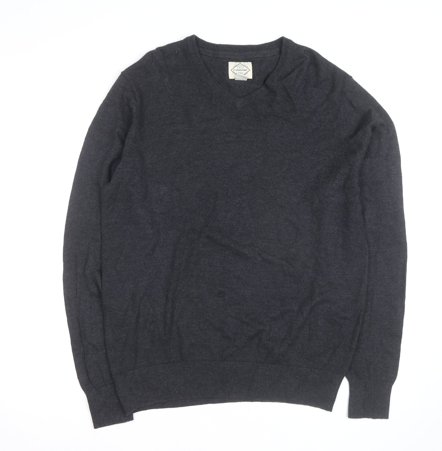 St John’s Bay Men’s Grey V-Neck Pullover Jumper Size M