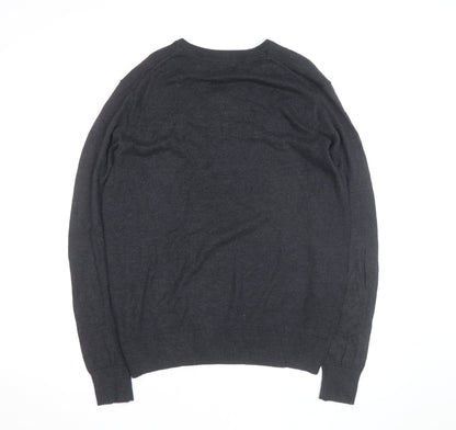 St John’s Bay Men’s Grey V-Neck Pullover Jumper Size M